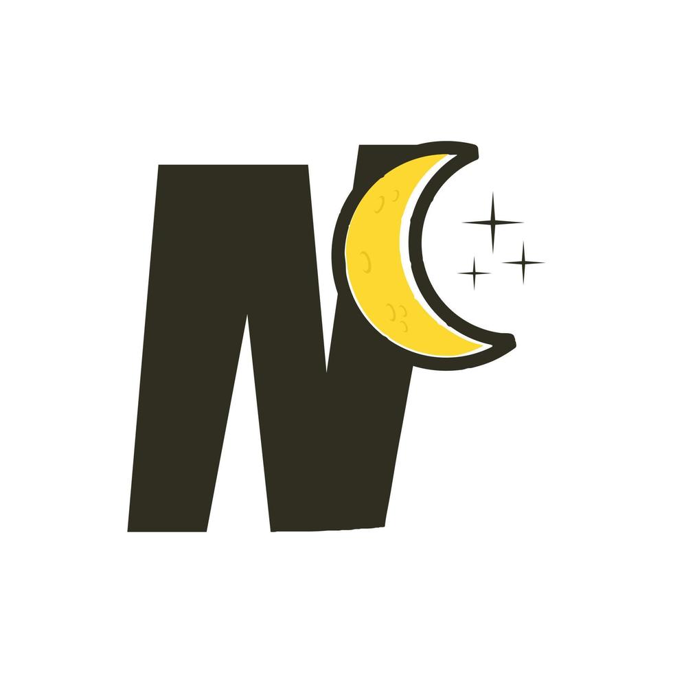 Initial N Moon Logo vector