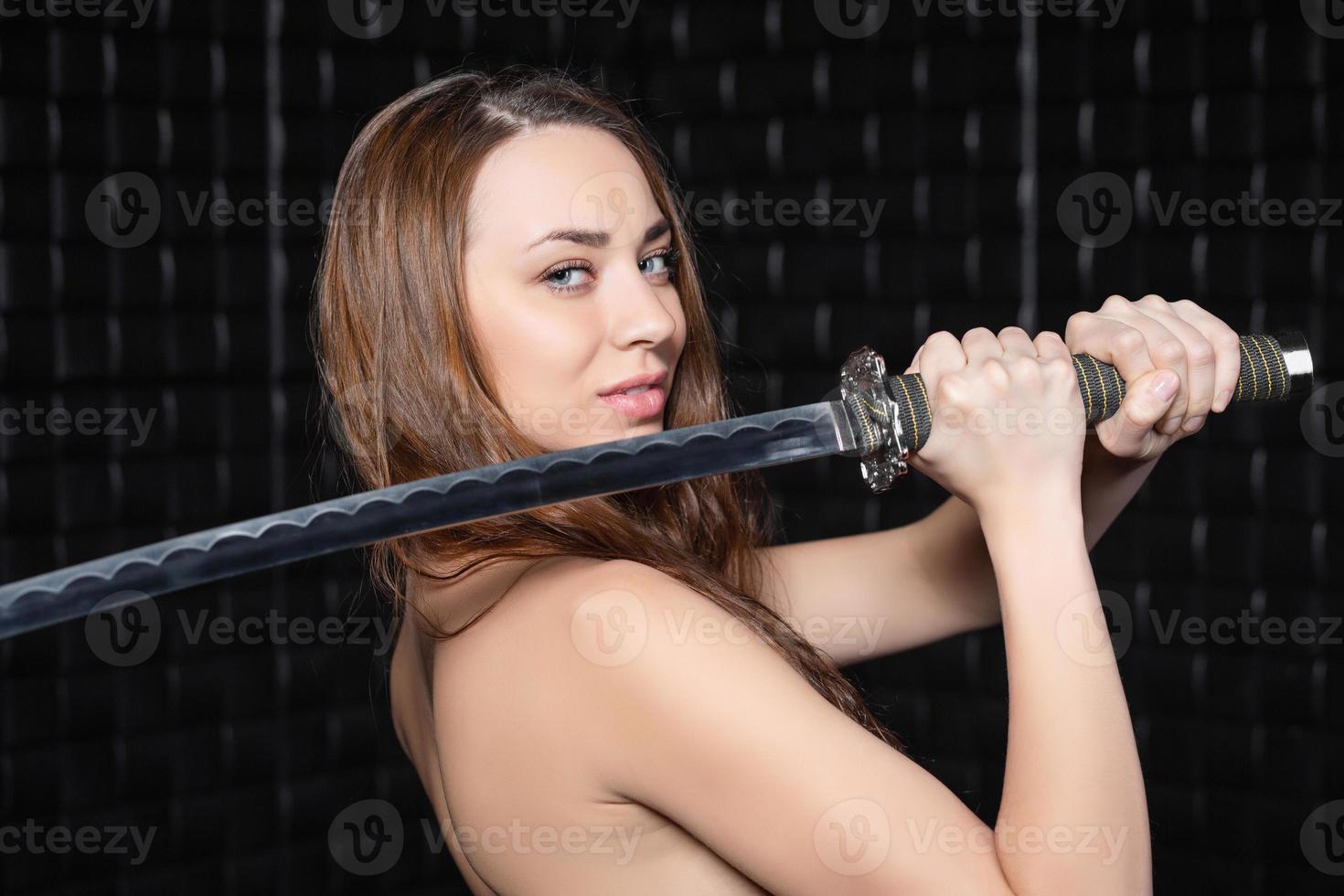 Brunette with a katana photo