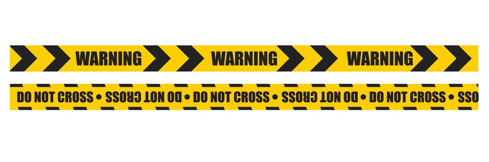 Caution tape set of yellow warning ribbons. Abstract warning lines for police, accident, under construction. Vector danger tape collection.