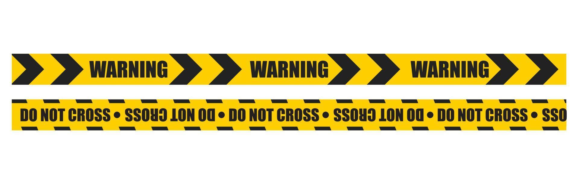 Caution tape set of yellow warning ribbons. Abstract warning lines for police, accident, under construction. Vector danger tape collection.