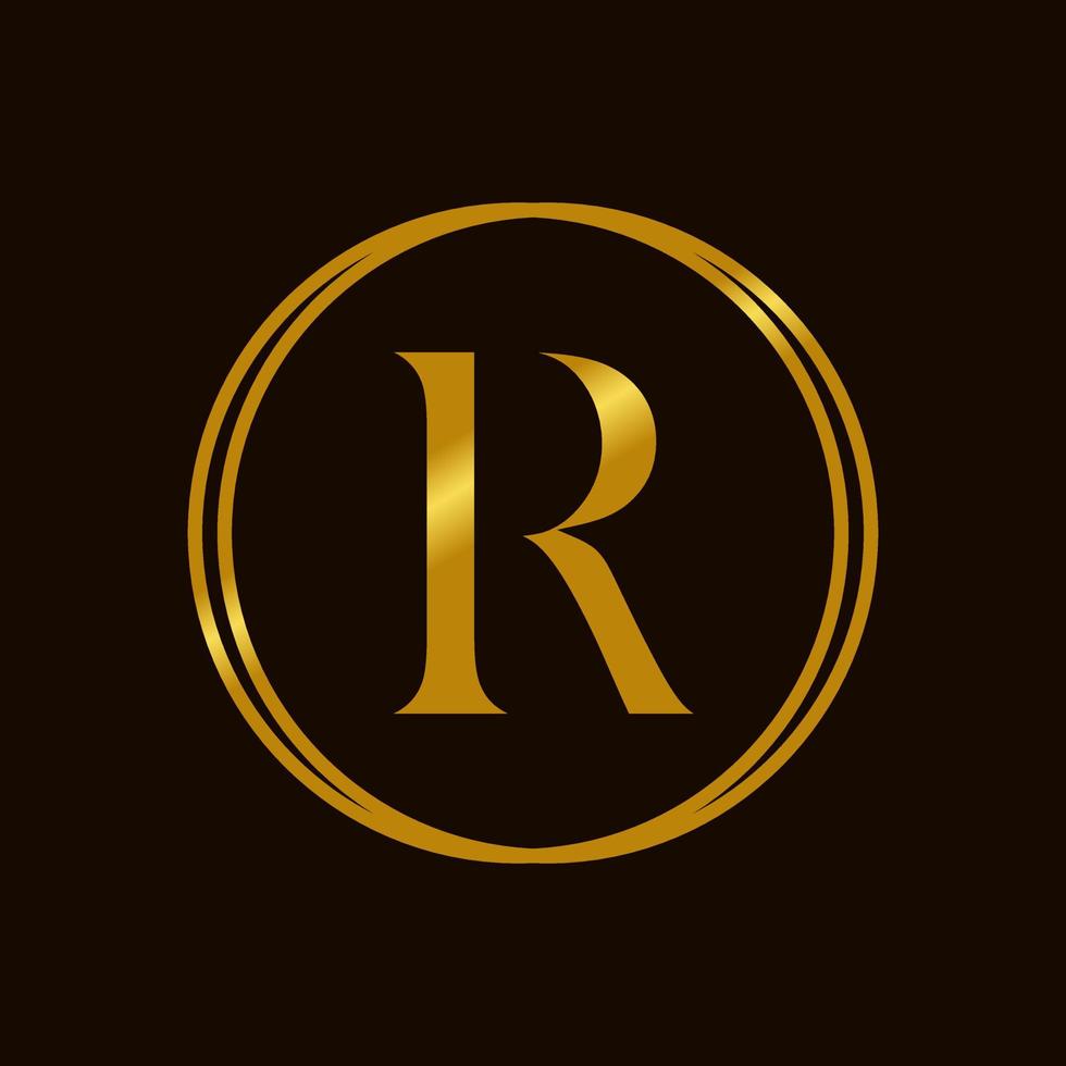 Elegant Initial R Golden Circle Logo vector