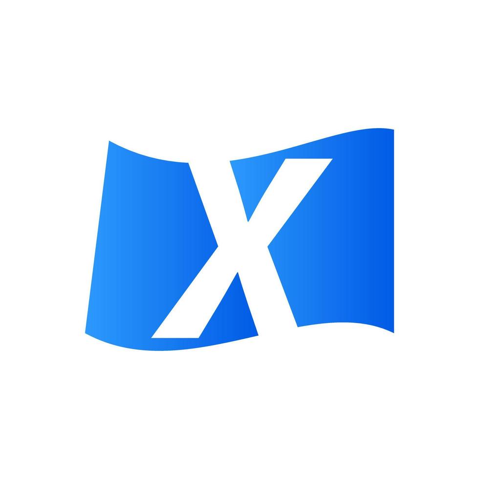 Initial X Blue Flag Logo vector
