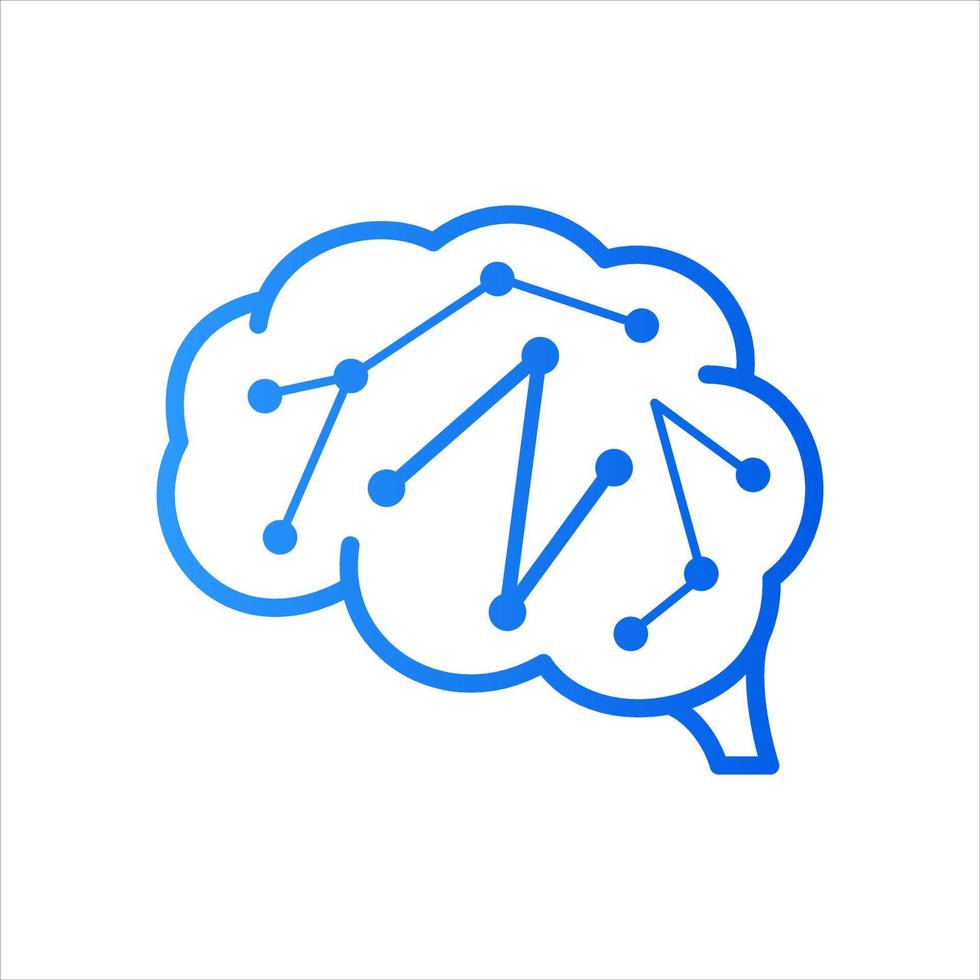 inicial norte circuito cerebro logo vector