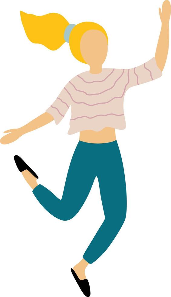 The girl rejoices and jumps. Dancing woman. vector