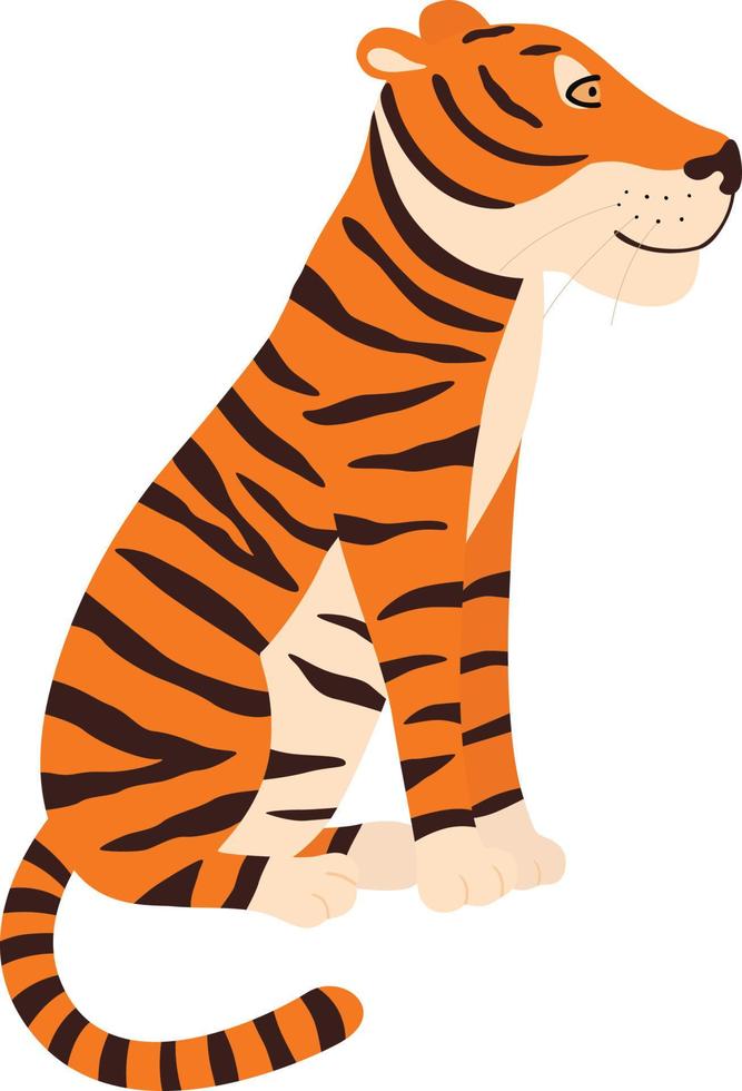 Orange tiger sitting vector