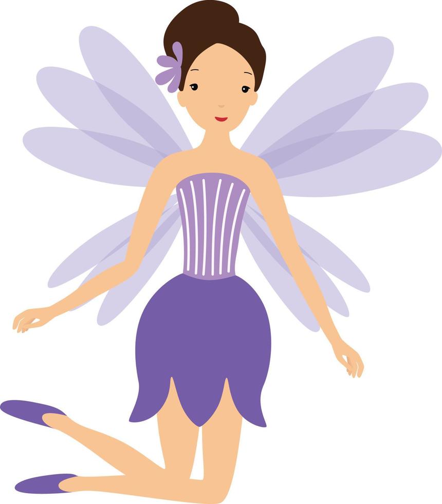 Cute little purple fairy vector fantasy illustration