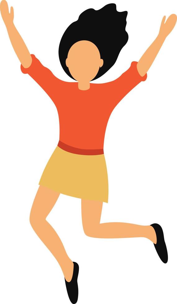 The girl rejoices and jumps. Dancing woman. vector