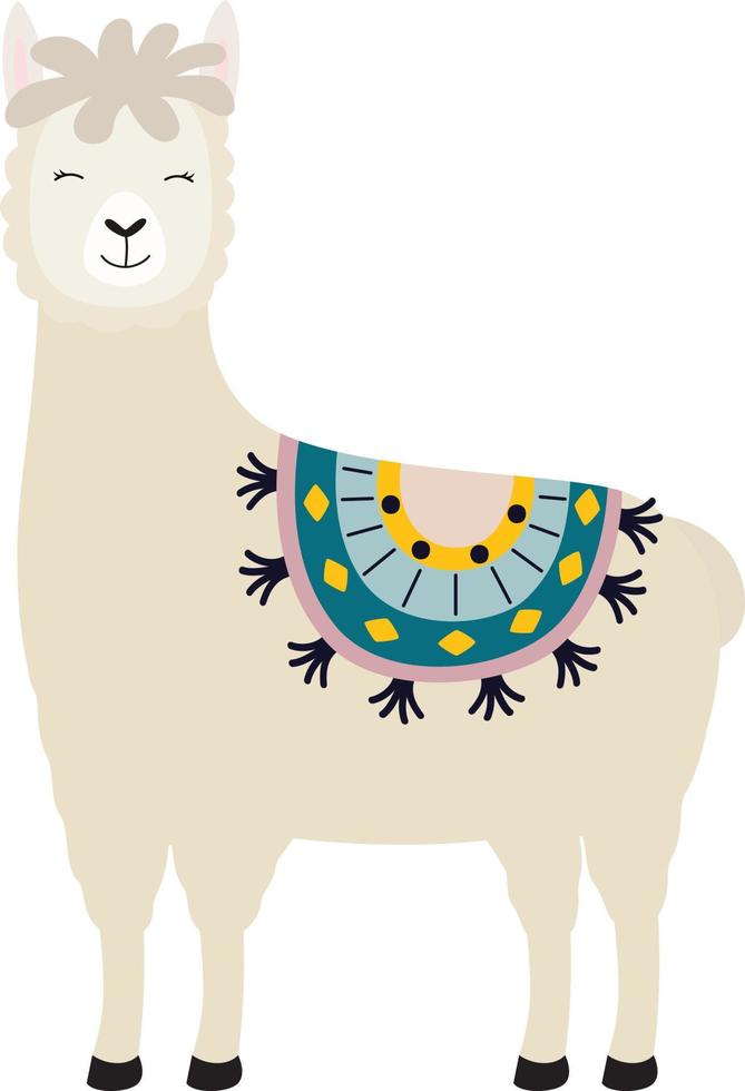 Cute llama. Cartoon alpaca. vector