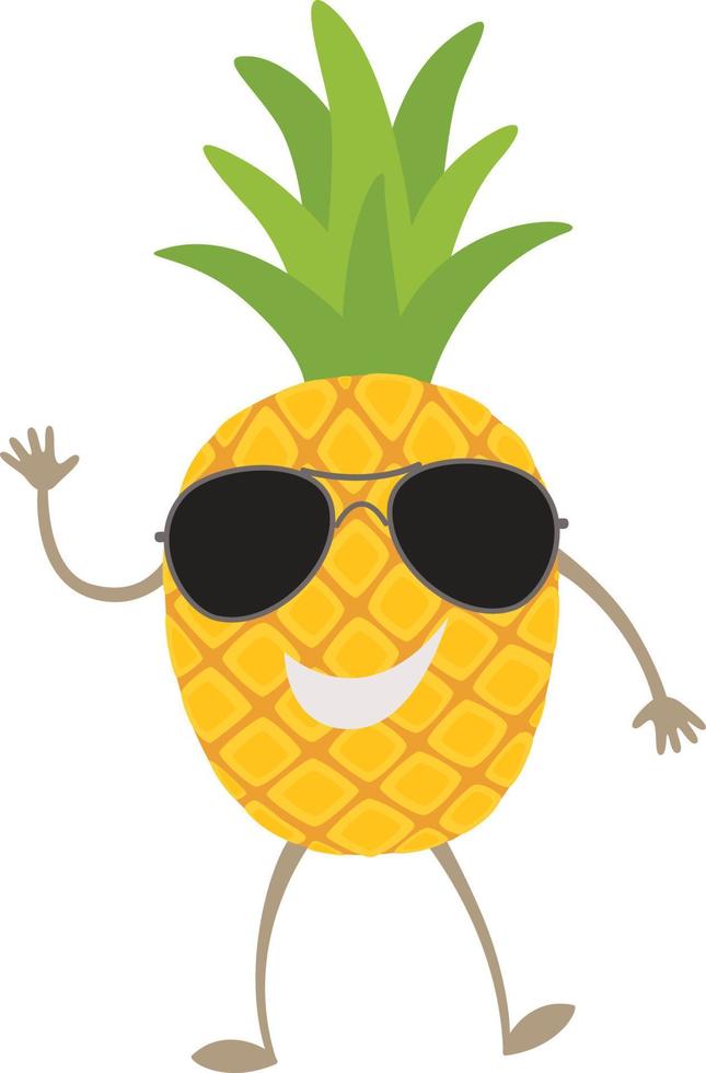 pineapple fruit with hands feet eyes and emotions vector