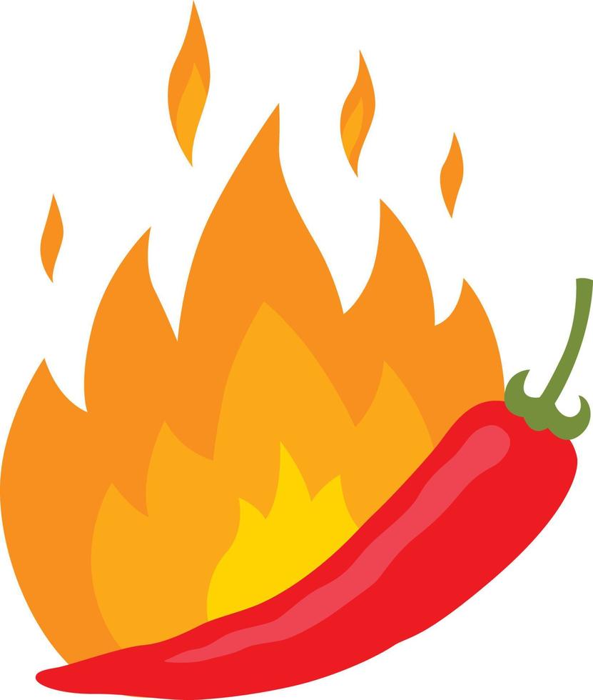 Hot chili pepper in fire. vector