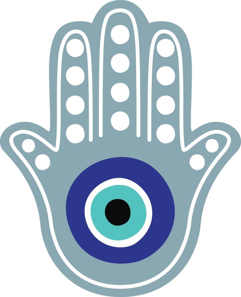 Hamsa Fatima Hand Tradition Amulet Colorful Symbol. Religious Sign Arm with All Seeing Eye. vector