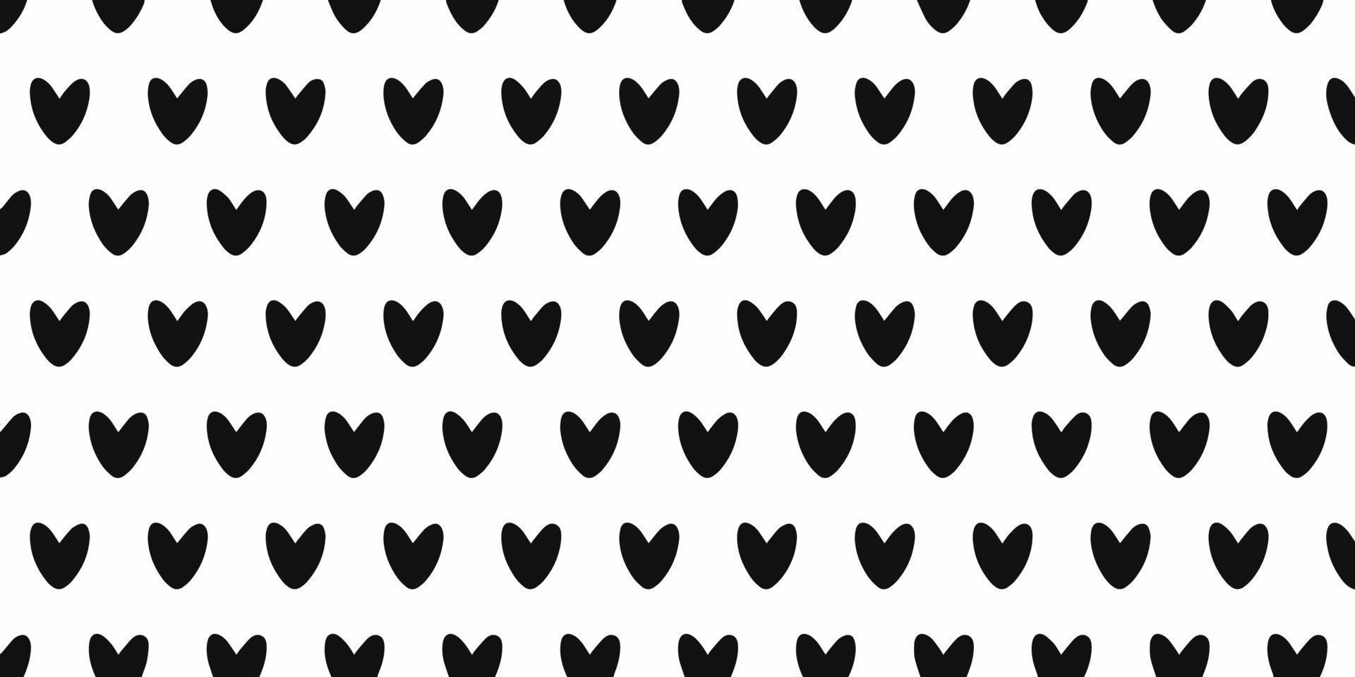 Valentine's Day seamless pattern background, black heart shape on white backdrop vector