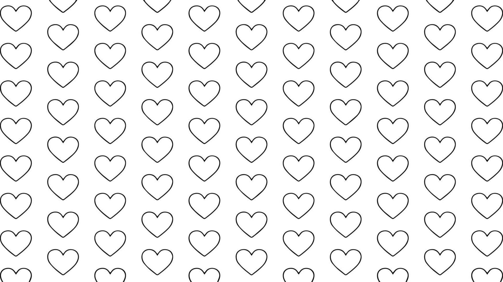 Background with a heart line black seamless pattern on a white background Cute heart shape vector background