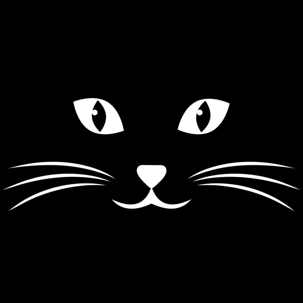 ilustración de un linda bozal de un gato en un negro antecedentes vector