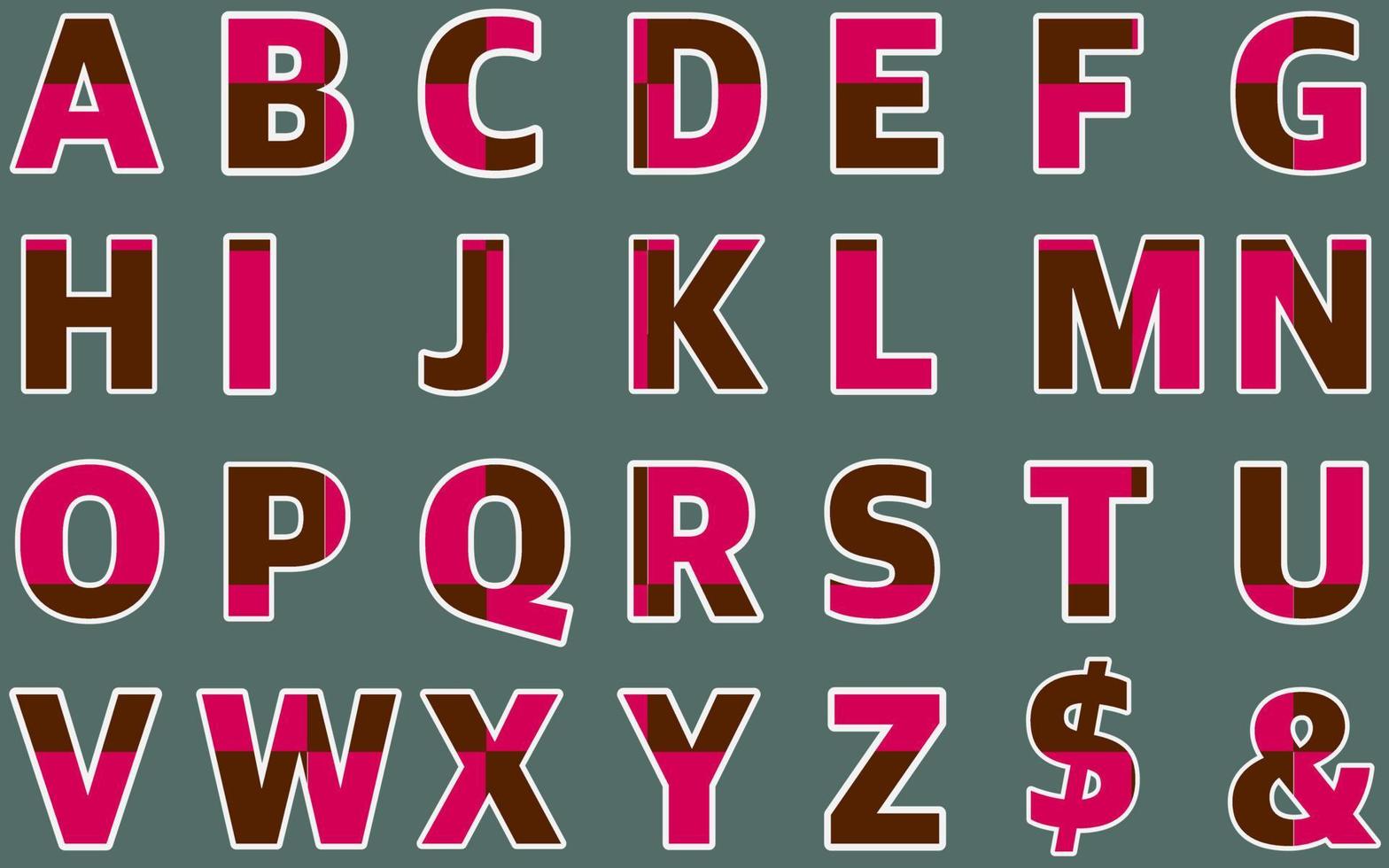 ABC vector alphabet font set vector purple pink white black
