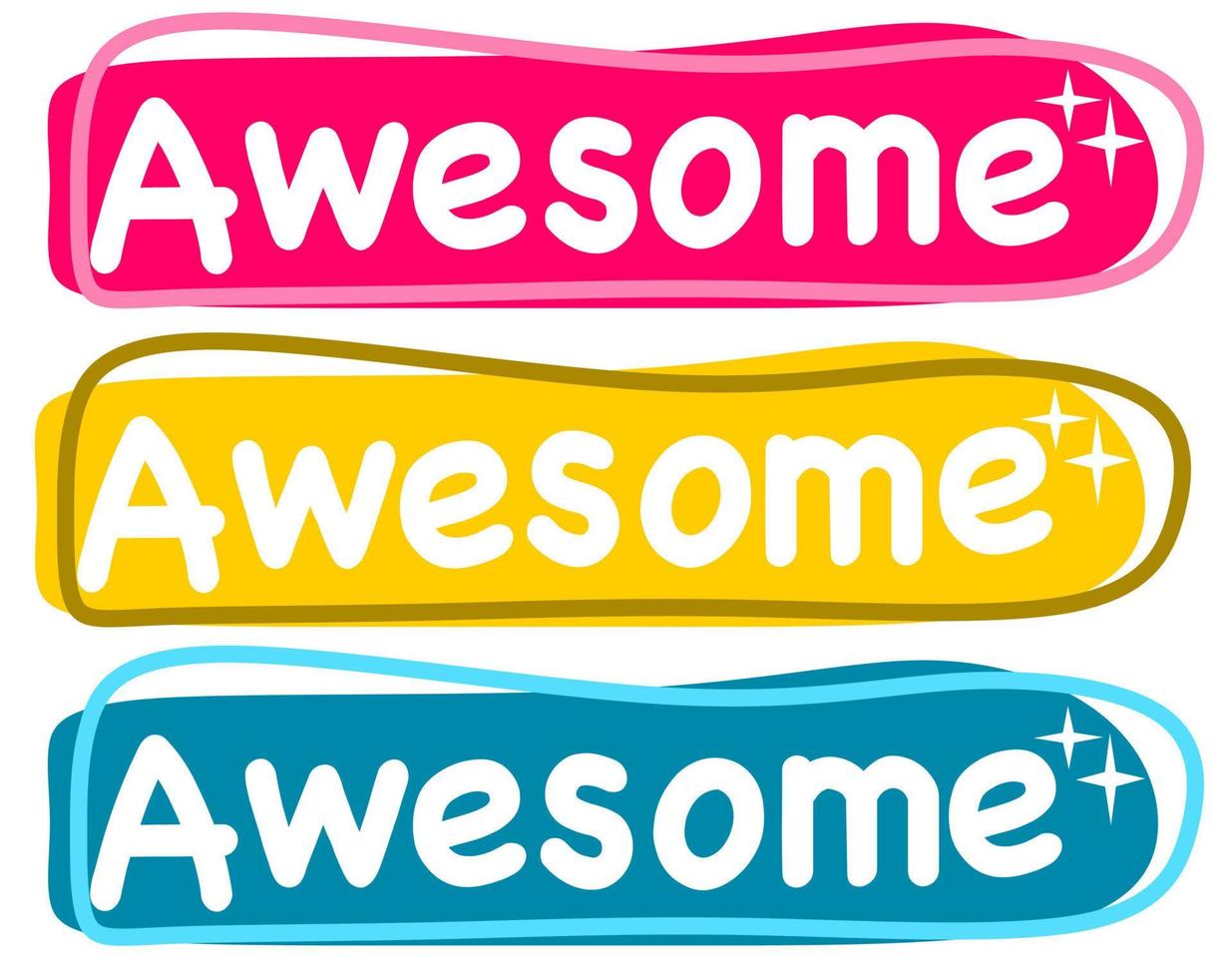Awesome word text phrase letter vector set pink blue yellow color