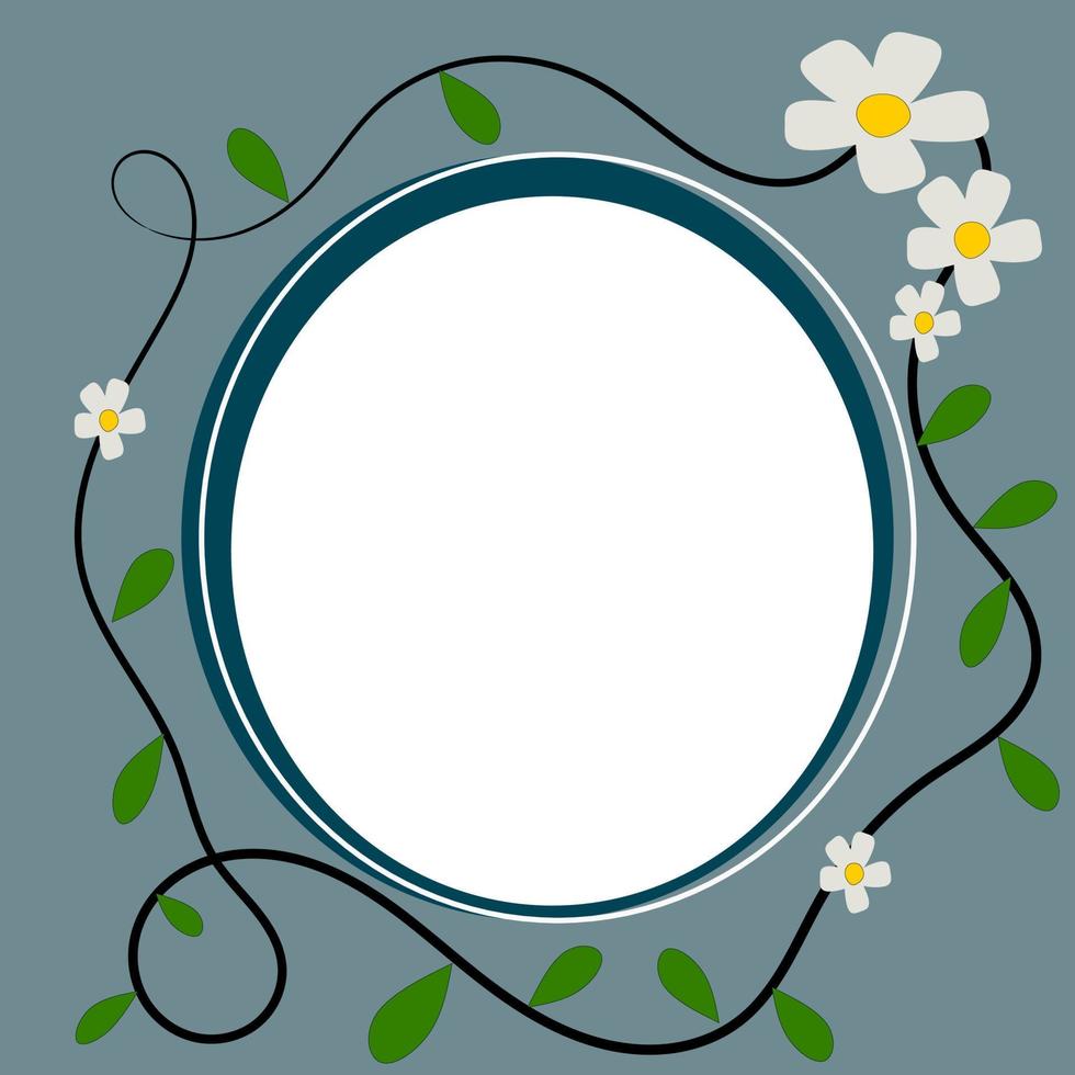 Flower circle Photo frames on nice background. Decorative template for baby, family or memories. Scrapbook concept, vector illustration.