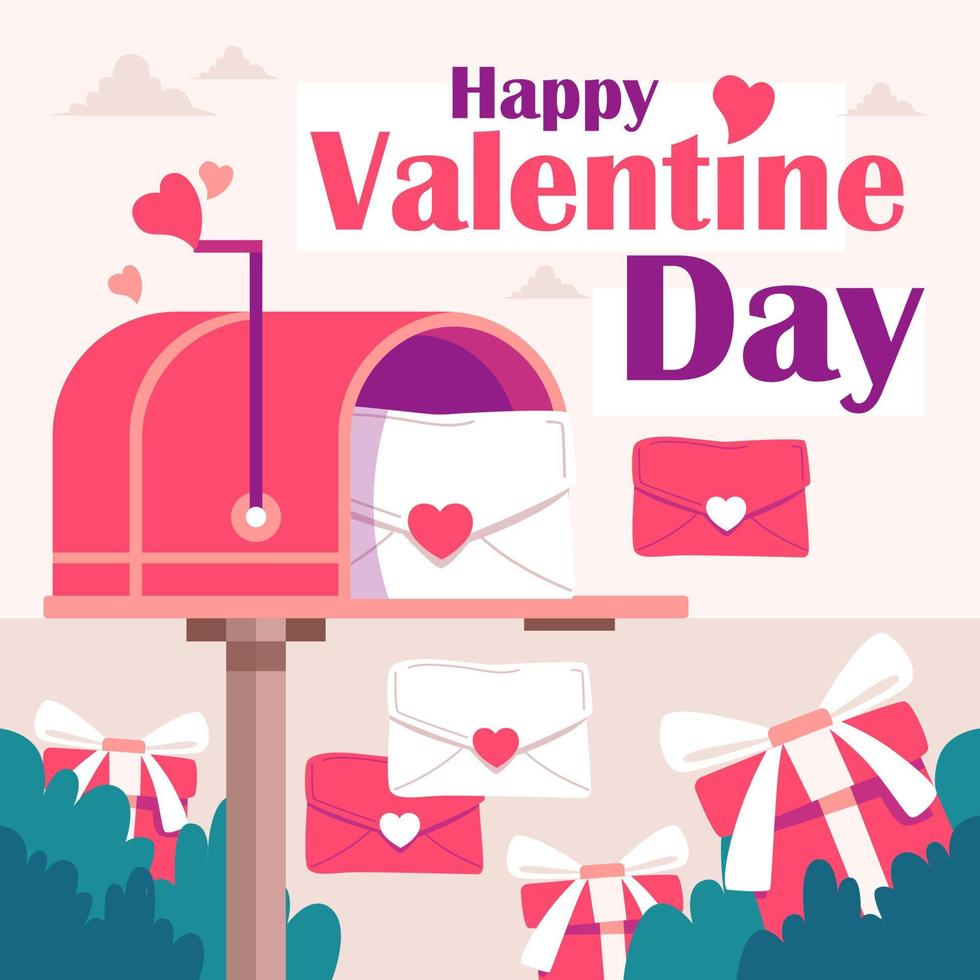 Valentine's day design of romantic post box background. Happy ...