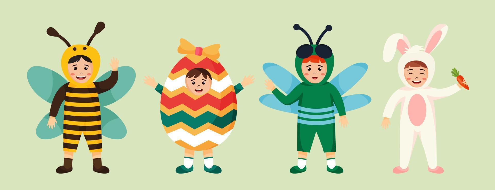 Happy Easter cute cartoon character vector set. Festival and cultural holiday concept.