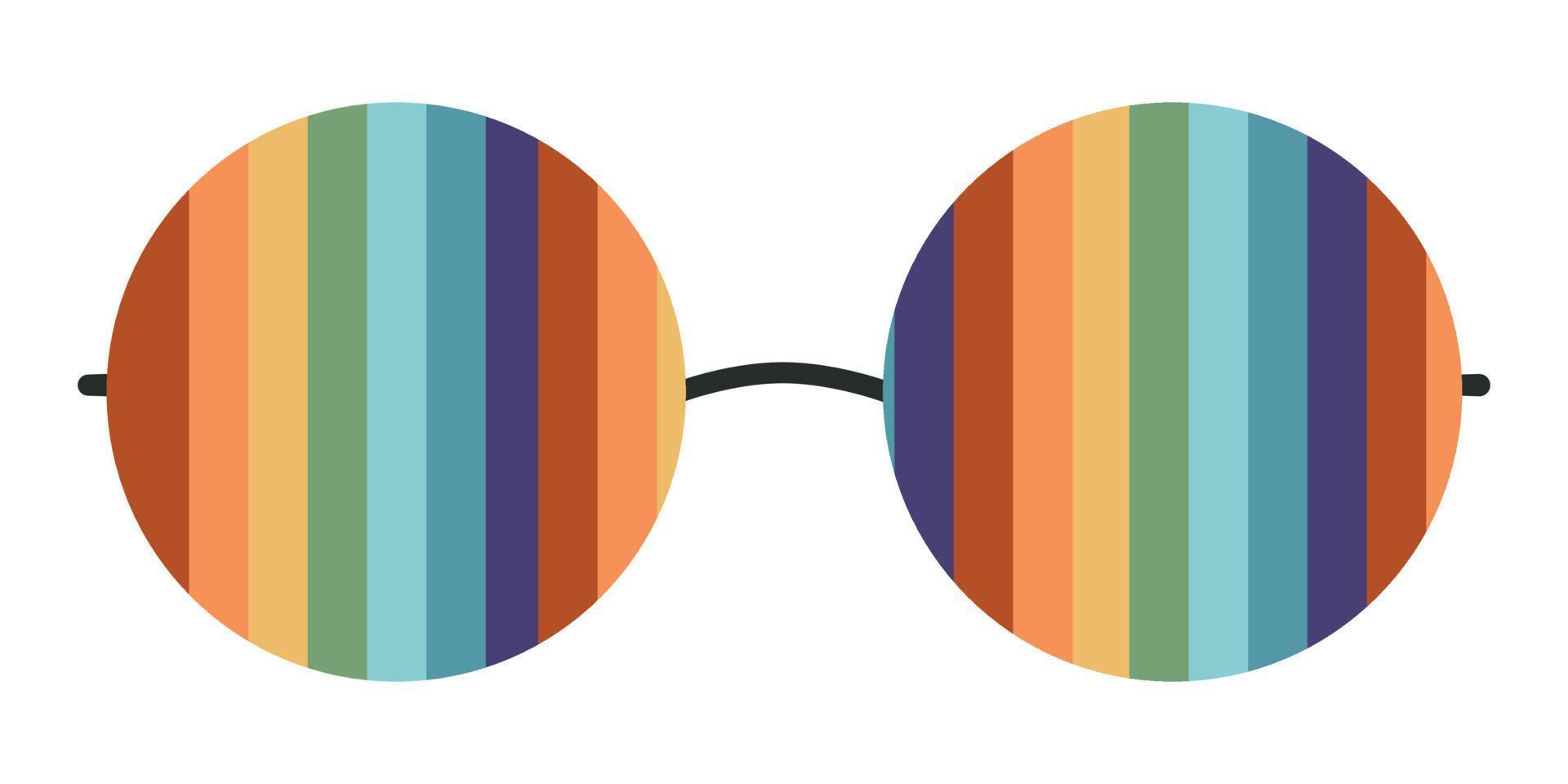 ilustración de gafas de sol de forma redonda hippy boho de vector plano. elementos retro maravillosos dibujados a mano