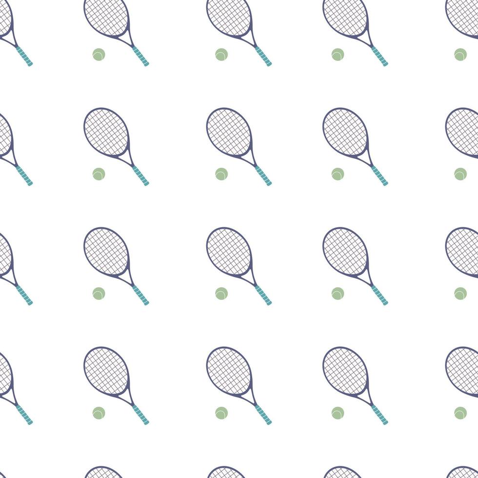 Hand drawn seamless pattern. Tennis rackets and balls vector