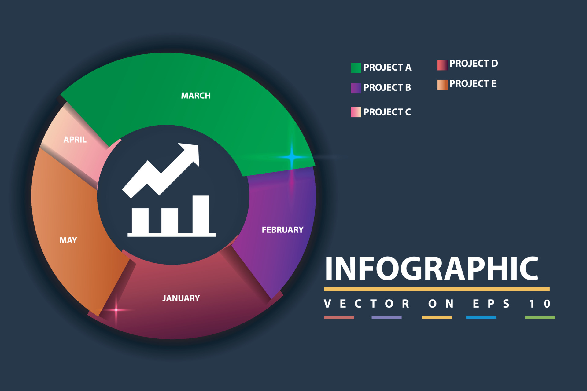 Template dashboard with mockup infographic, data graphs, charts