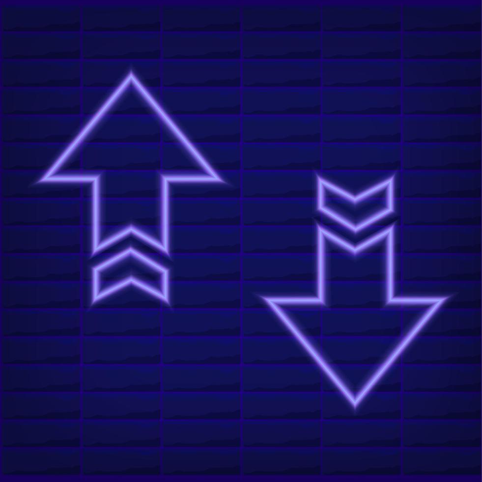 blue neon vector flat set icon of colorful arrows isolated