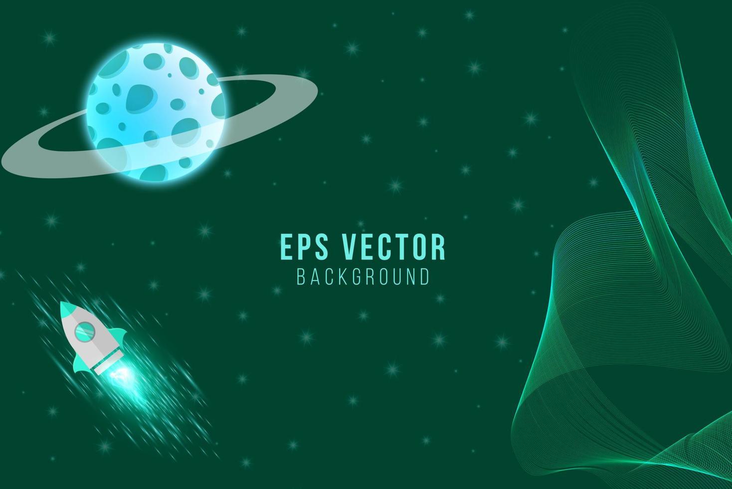 Green turquoise or teal planets in outer space with satellites, falling meteor and asteroids in dark starry sky. Galaxy, cosmos, universe futuristic fantasy vector