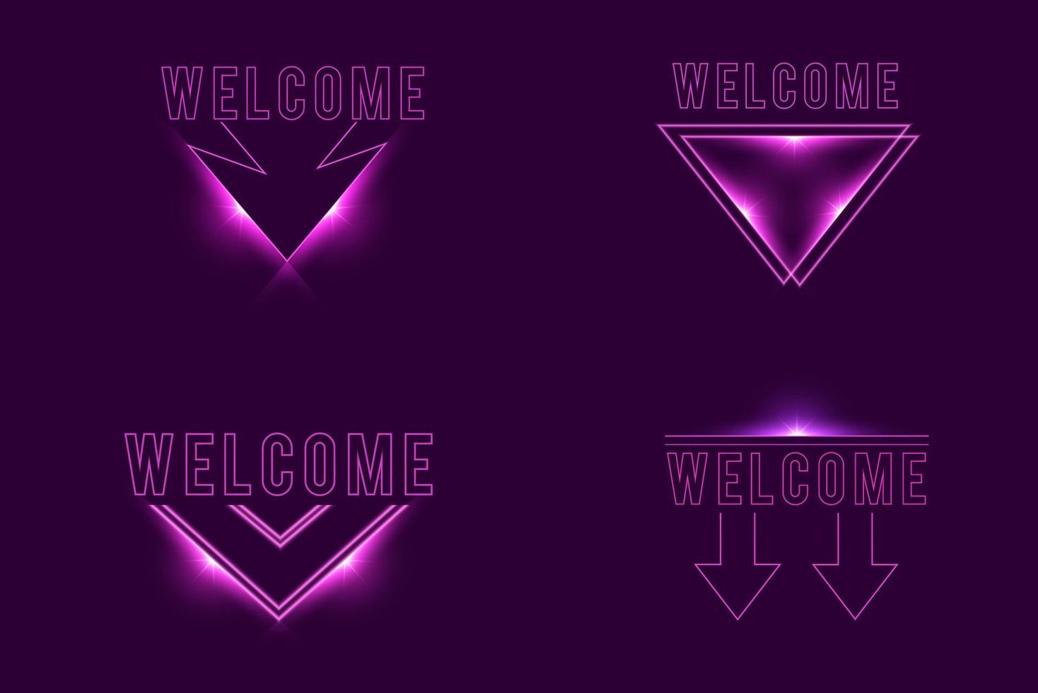 Welcome arrow in neon style. Welcome neon signs. greeting card, invitation card, light banner, posters, flyer vector