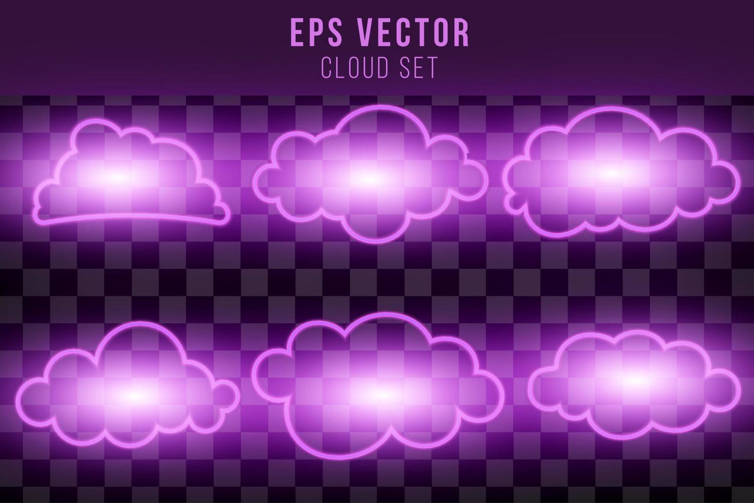 Purple glowing neon line Cloud icon isolated on brick wall background. Vector Illustration