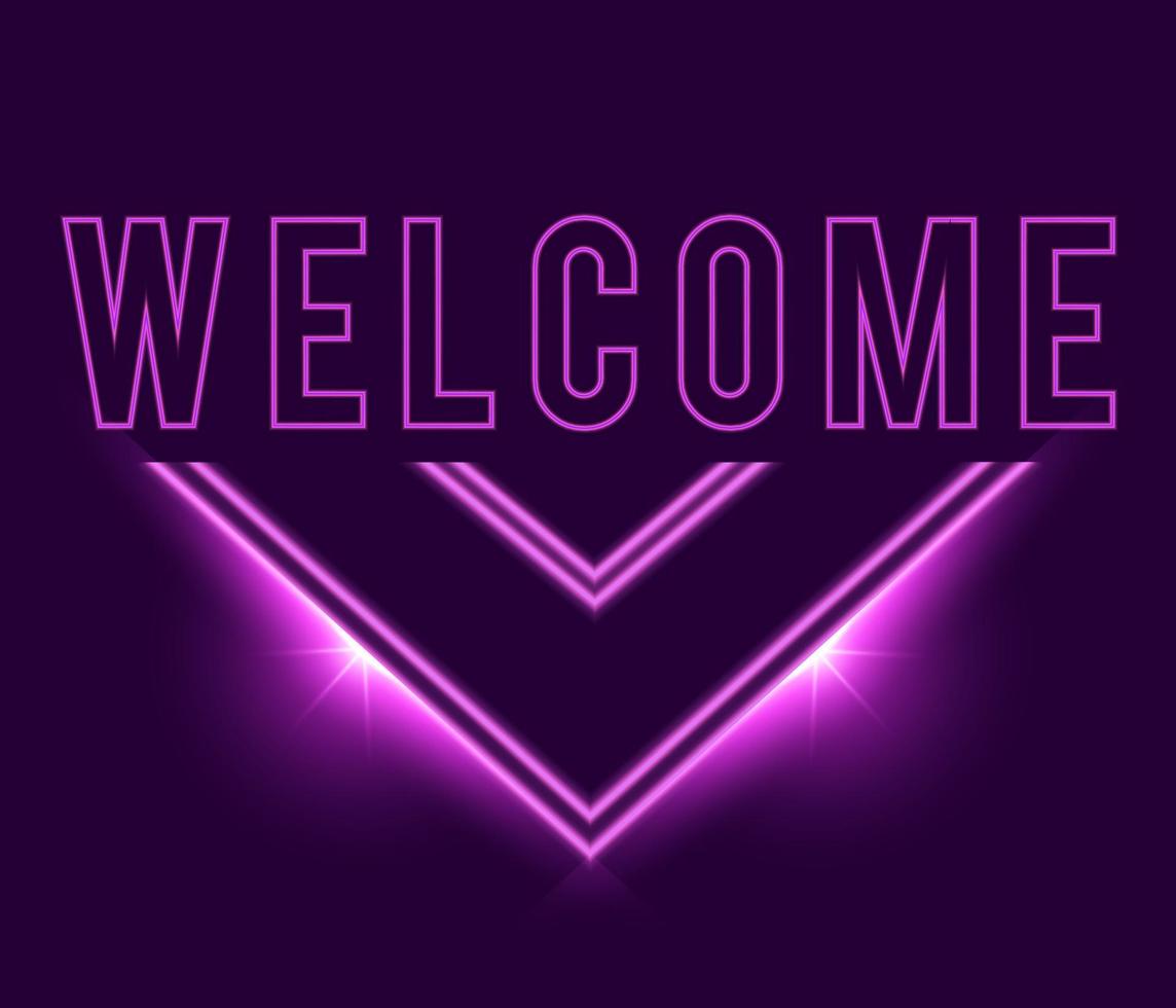 Welcome arrow in neon style. Welcome neon signs. greeting card, invitation card, light banner, posters, flyer vector