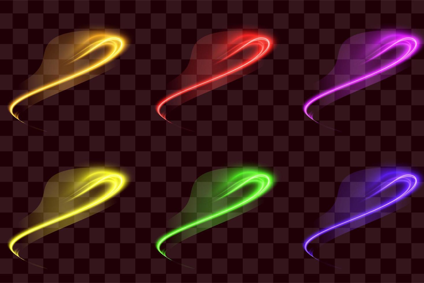 Set of Vector glowing special light effect lines with sparkles
