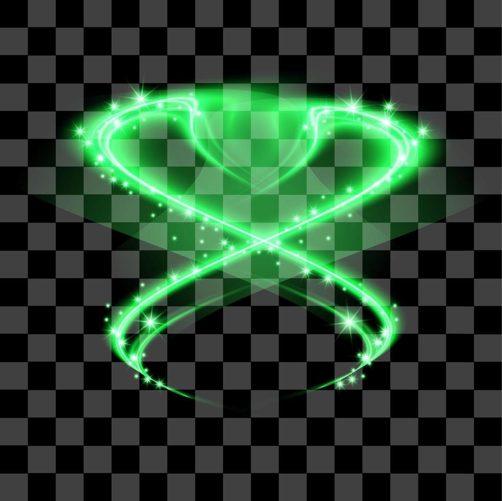 vector verde forma brillante luces en transparente antecedentes. especial efecto ligero rayos Chispa - chispear, estrella explosión, destello. destacar llamarada. iluminación.