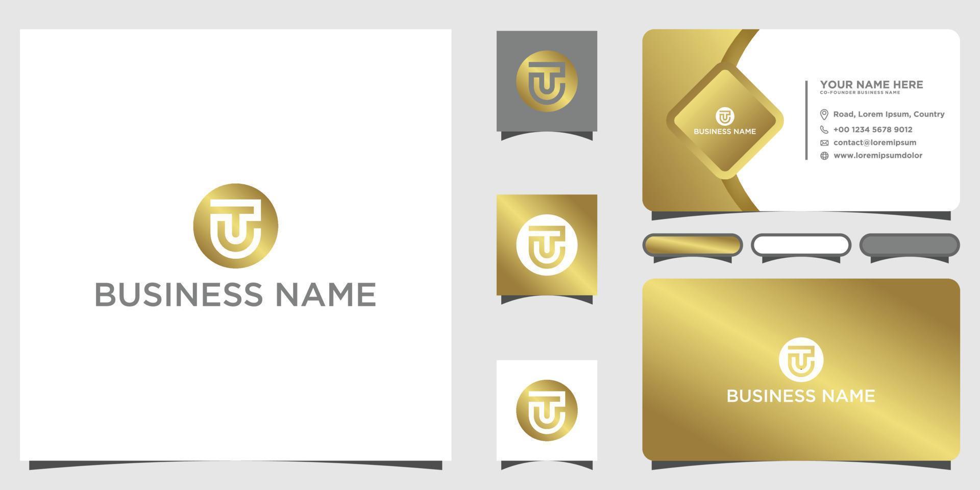Modern Letter TU UT Monogram Simple with business card template vector