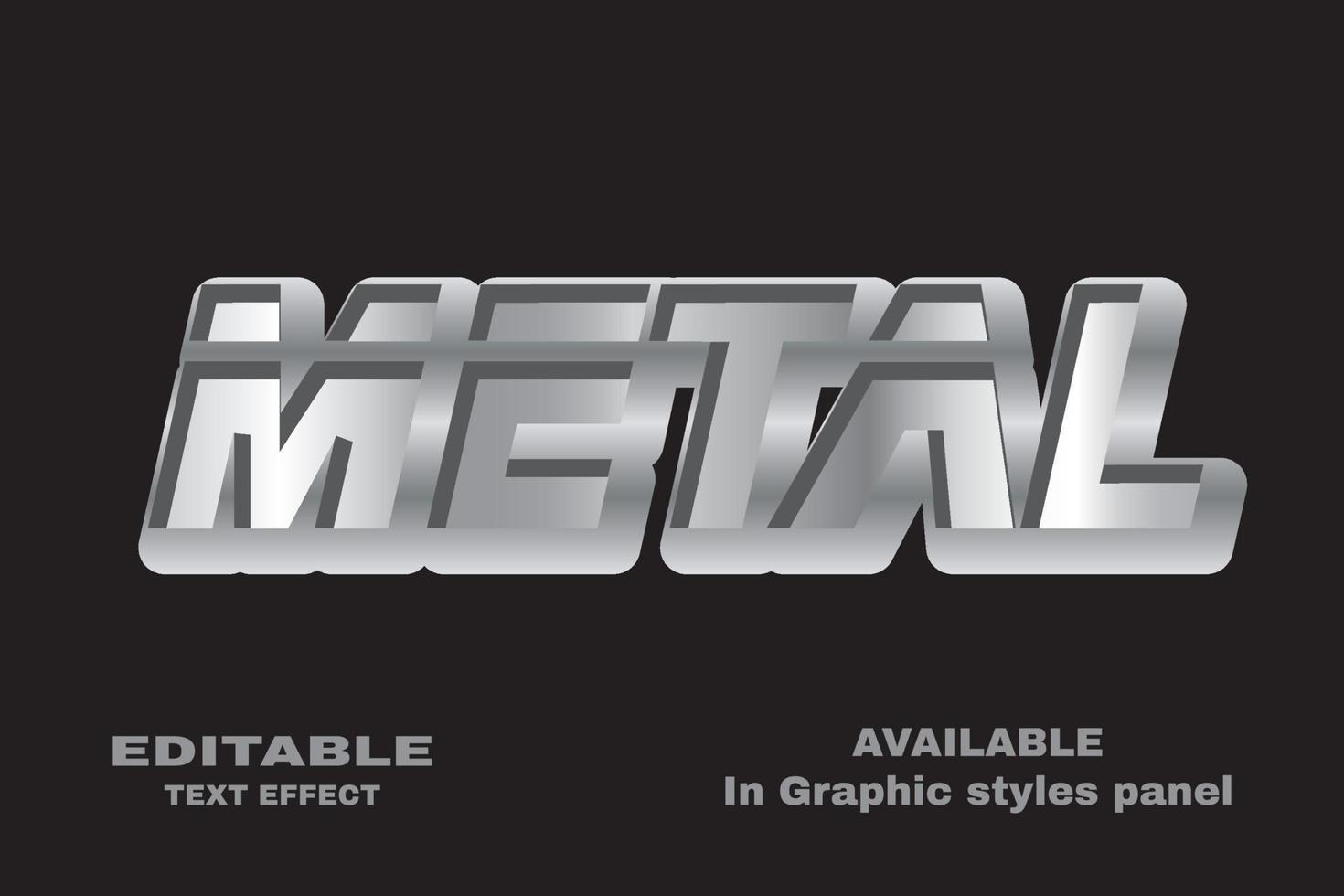 efecto de texto de metal vector