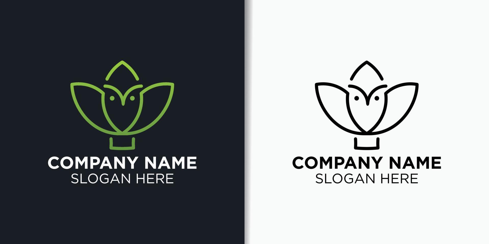 lotus and owl logo vector, nature logo inspiration vector