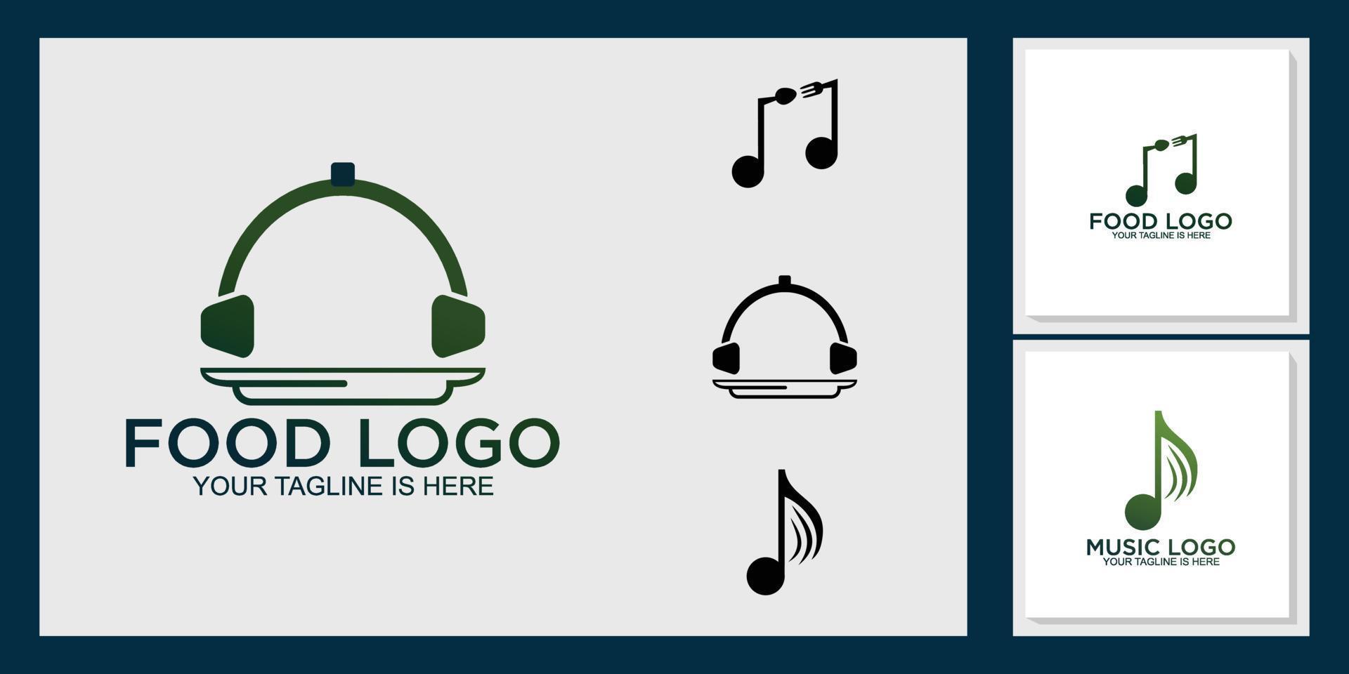 music and food logo set, music logo template vector