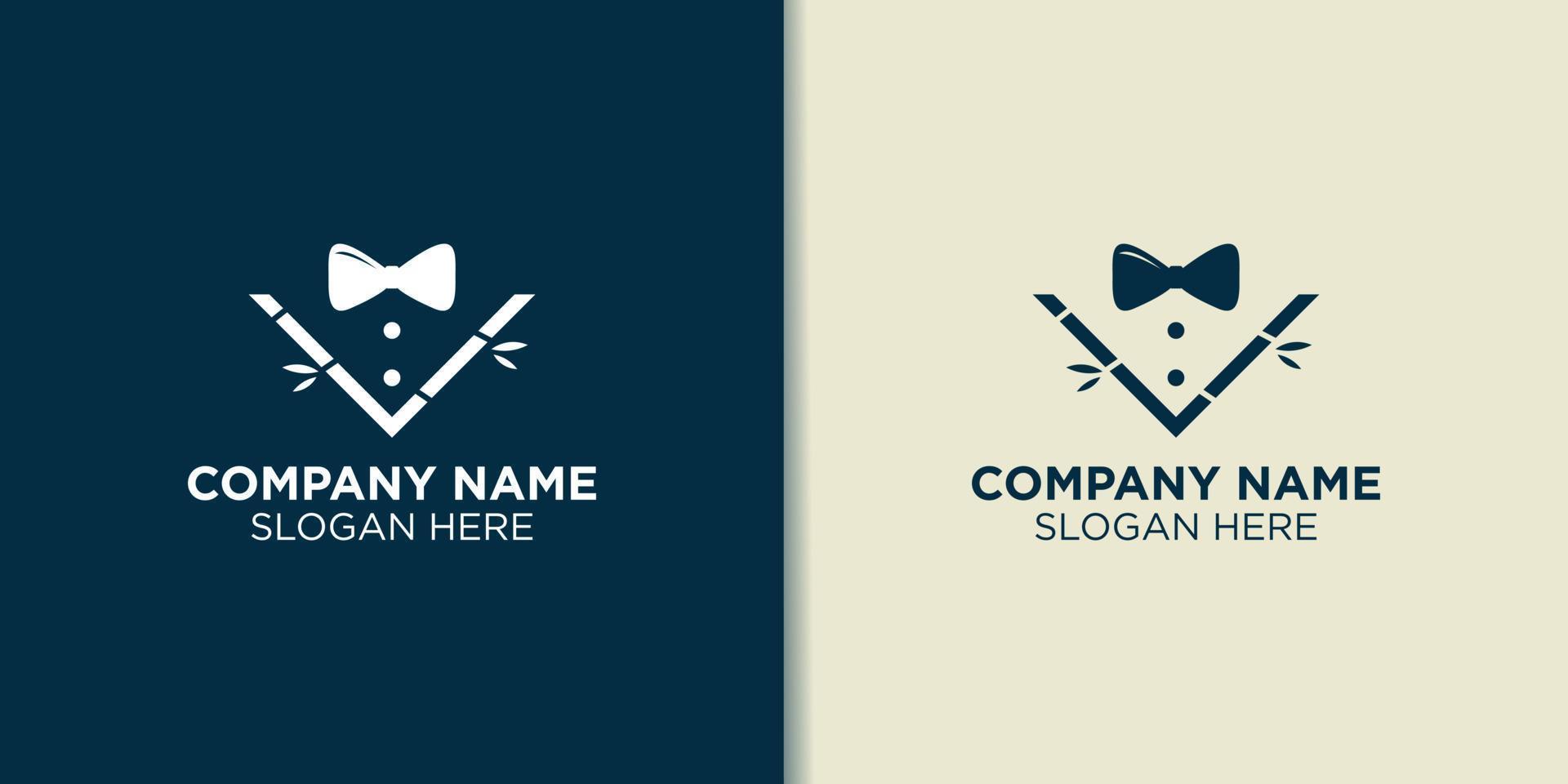 bow tie and bamboo logo vector, jobs logo template vector