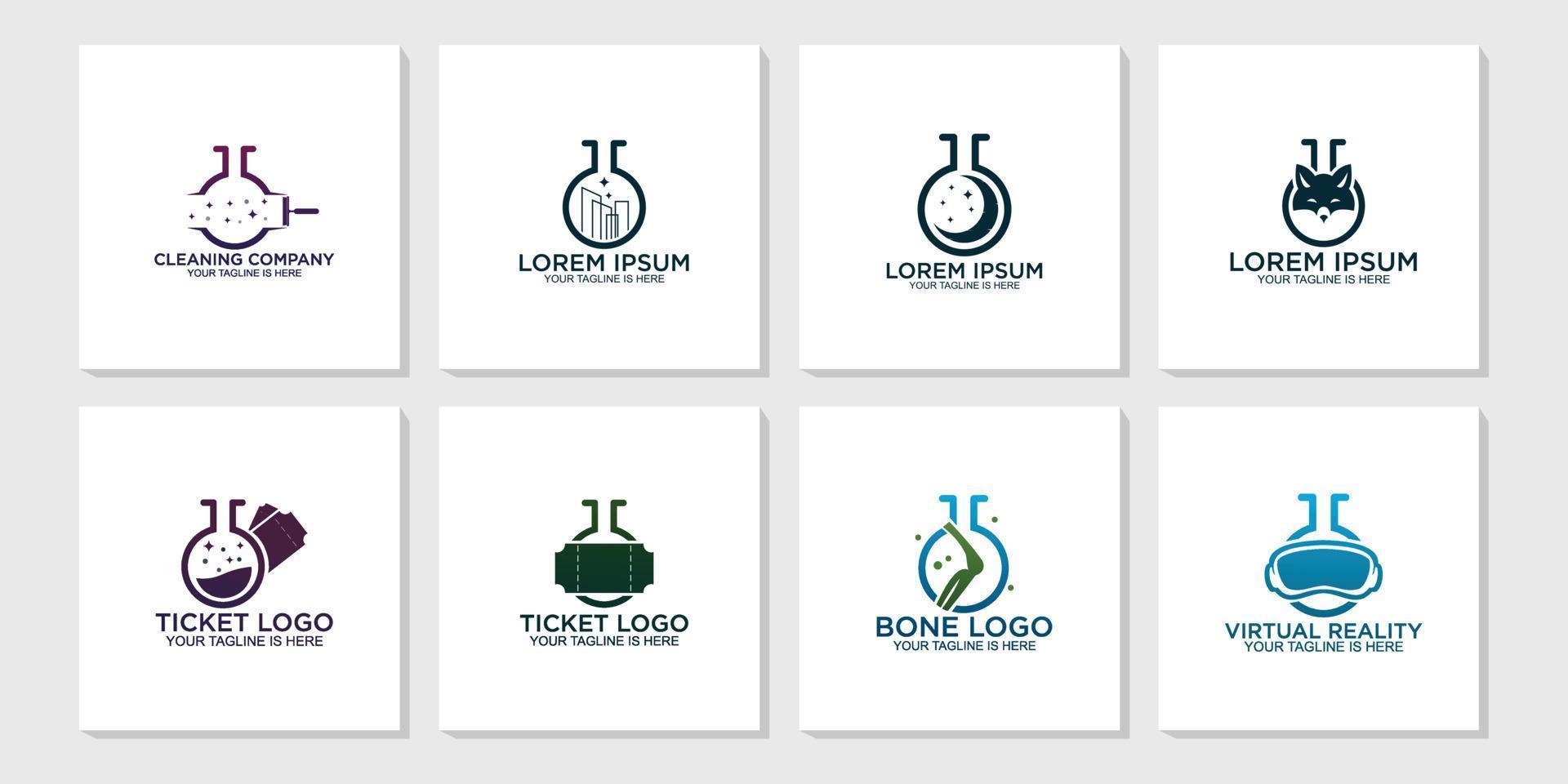 set of laboratory logo vector, technology logo template vector