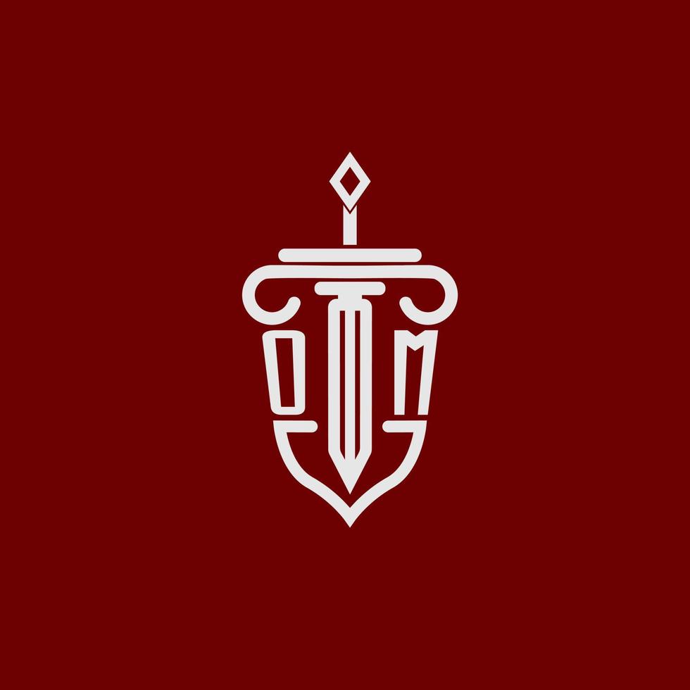om inicial logo monograma diseño para legal abogado vector imagen con espada y proteger