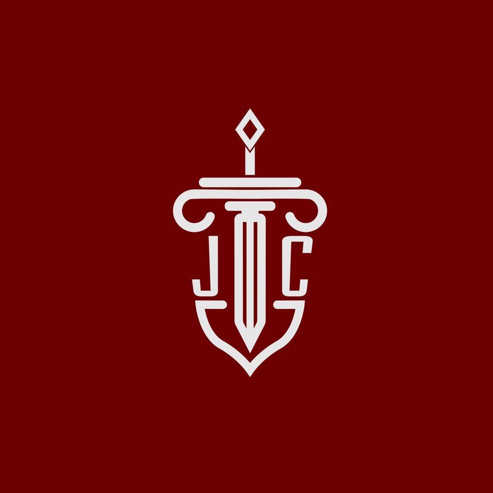 jc inicial logo monograma diseño para legal abogado vector imagen con espada y proteger
