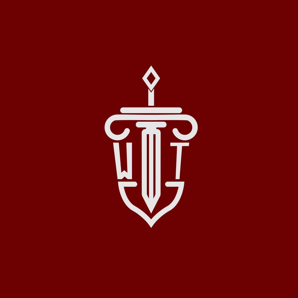 peso inicial logo monograma diseño para legal abogado vector imagen con espada y proteger