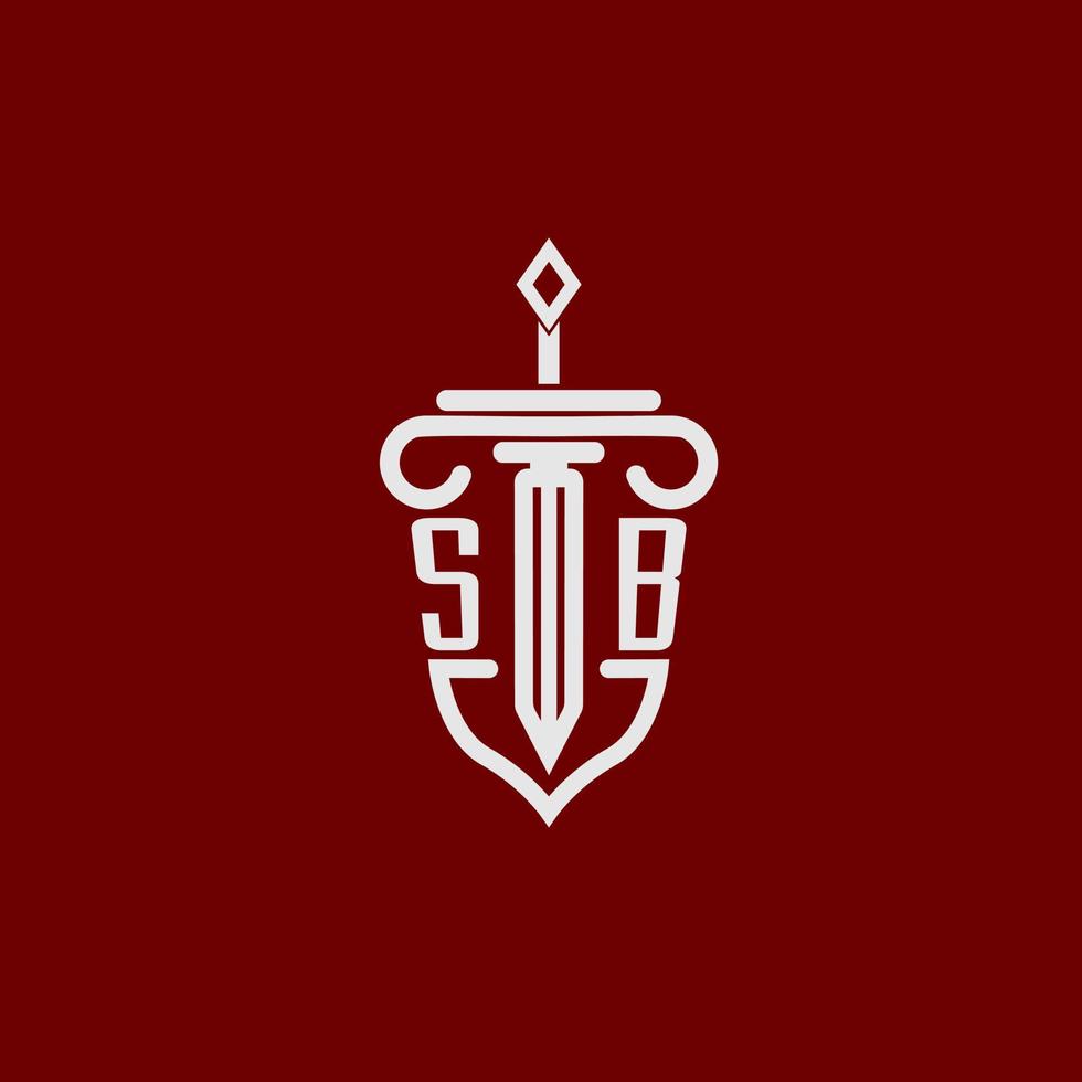 sb inicial logo monograma diseño para legal abogado vector imagen con espada y proteger