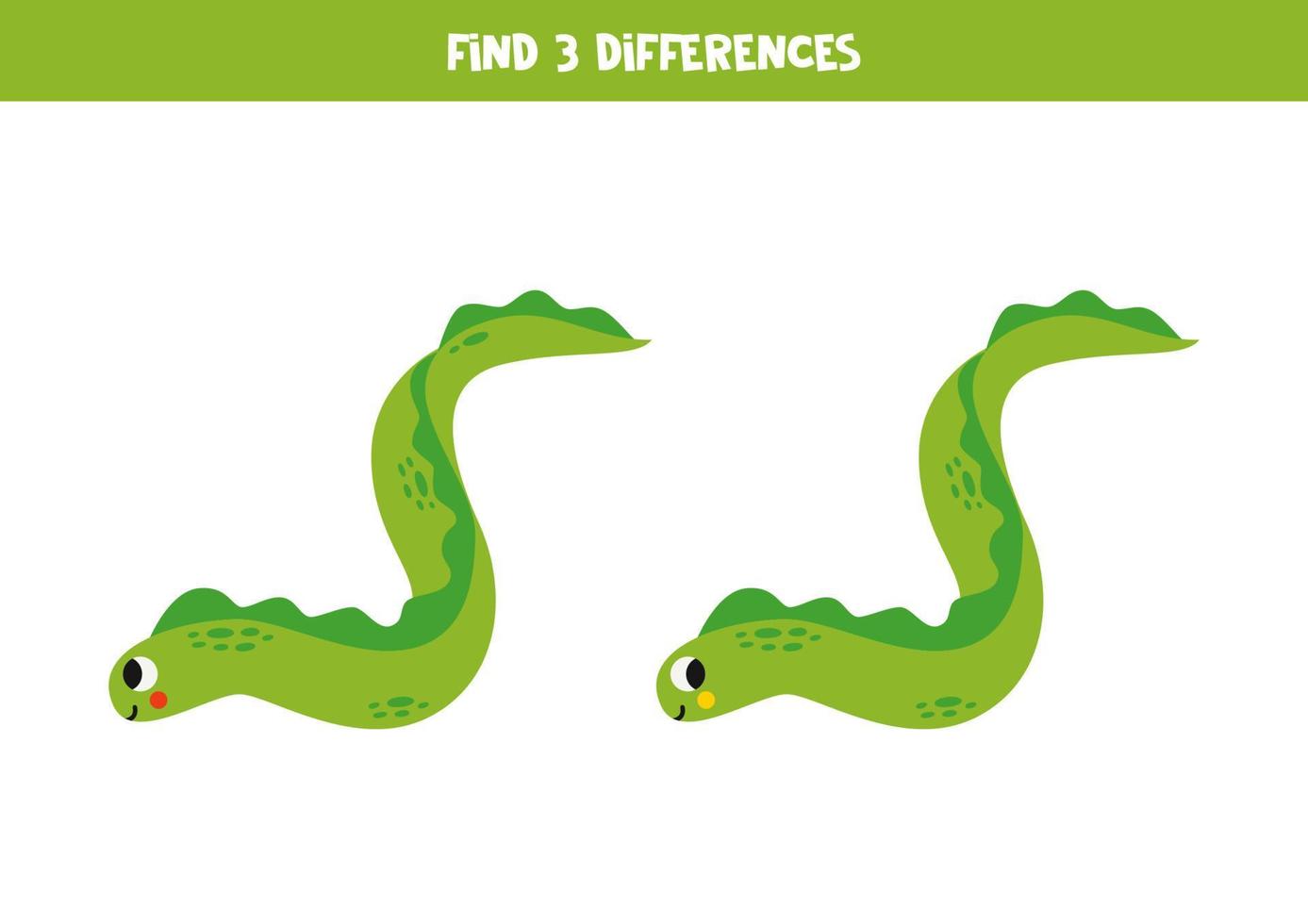 encontrar 3 diferencias Entre dos linda mar anguilas vector