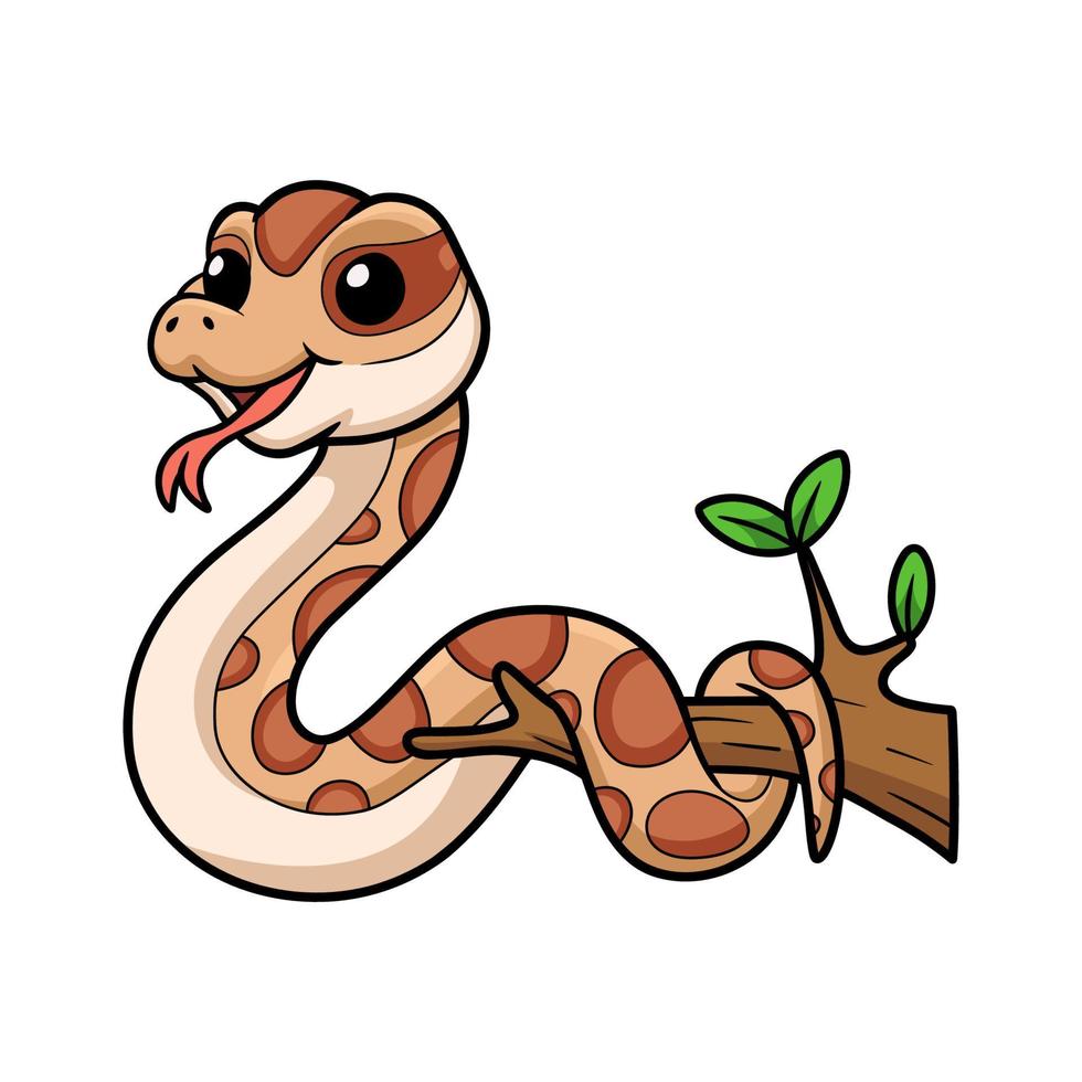 Cute daboia russelii snake cartoon on tree branch vector