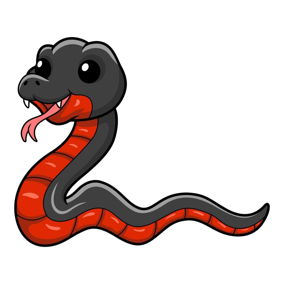 Cute red bellied black snake cartoon vector