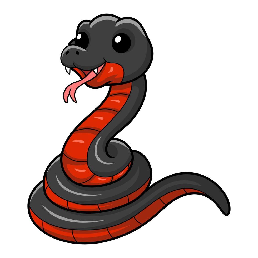 linda rojo vientre negro serpiente dibujos animados vector