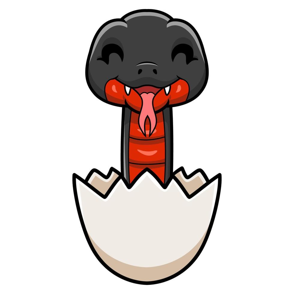 Cute red bellied black snake cartoon inside an egg vector