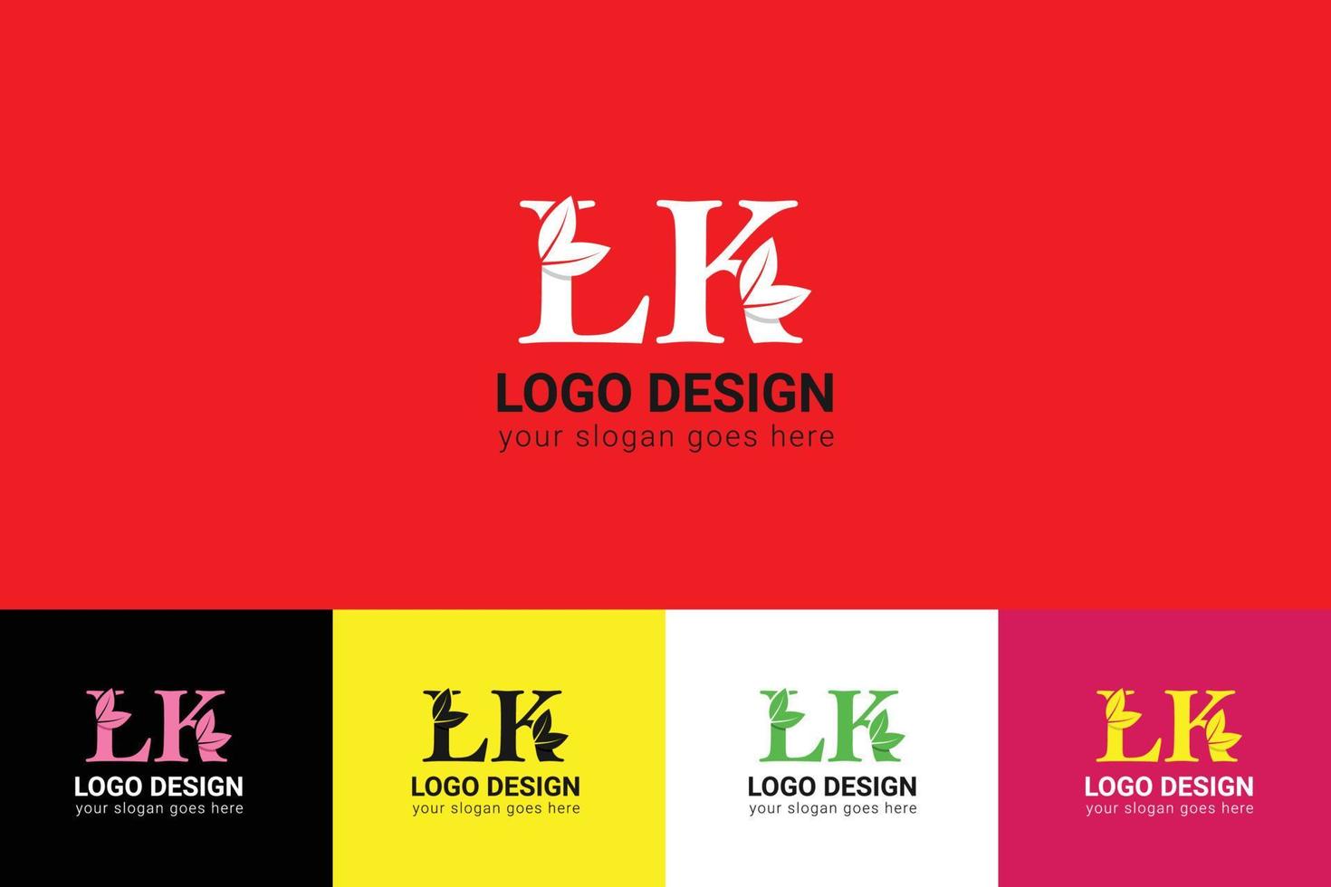 LK letters eco logo with green leaf. Ecology letter logo. Vector typeface for nature posters, eco friendly emblem, vegan identity, herbal and botanical cards etc.