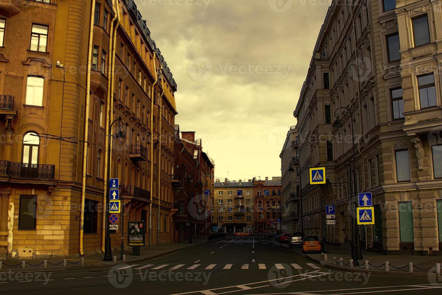 Beautiful evening buildings of the old city. photo